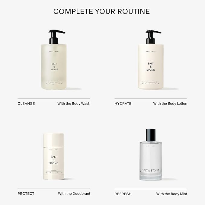 Salt & Stone Body Wash with Antioxidants for Deep Moisture | For Women & Men, Sulfate, Paraben, & Dye Free, Leaving Skin Soft and Hydrated (Neroli & Basil 32 fl oz)