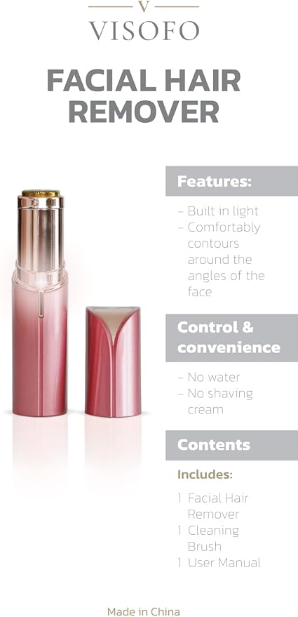 Facial Hair Removal for Women | Electric Razor Device Small Mustache Dermaplaning Remover Tools Tweezers Epilator Trimmer Face Dermaplane Shavers Beauty Gadgets Set Accessories by VISOFO (RoseQuartz)