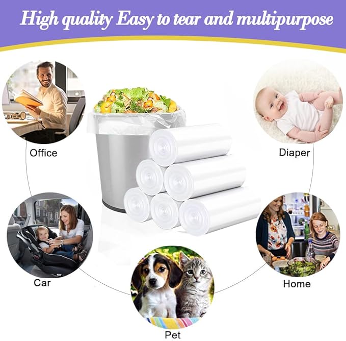 3 Gallon 100pcs (Fit 3-3.2 Gal) Small Clear Trash BagsPlastic Strong Clear Garbage Bags,Bathroom Trash Can Bin Liners,Waste Basket Liner,Fit 10-13 Liter, 3 Gallon,3.2Gallon