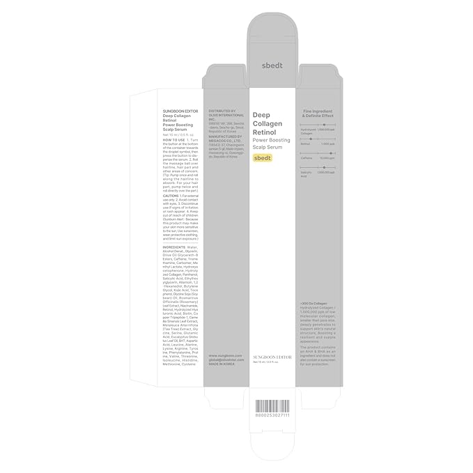 SUNGBOON EDITOR Deep Collagen Retinol Power Boosting Scalp Serum | Roll On Hair Growth, Hair Thickening Serum, Itchy & Dry Scalp Treatment, Caffeine, Biotin, Rosemary – Korean Hair Care, 0.5 fl oz