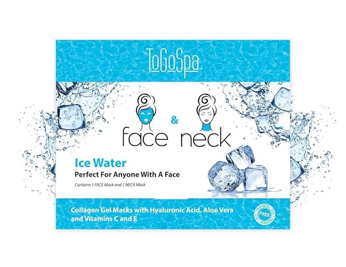ToGoSpa, Collagen Hydrating Mask Pack For Face And Neck, Hyaluronic Acid, Aloe Vera, Vitamins C & E Infused; Promotes Even Skin Tone And Resistant Skin, Ice Water Texture, Pack Of 1
