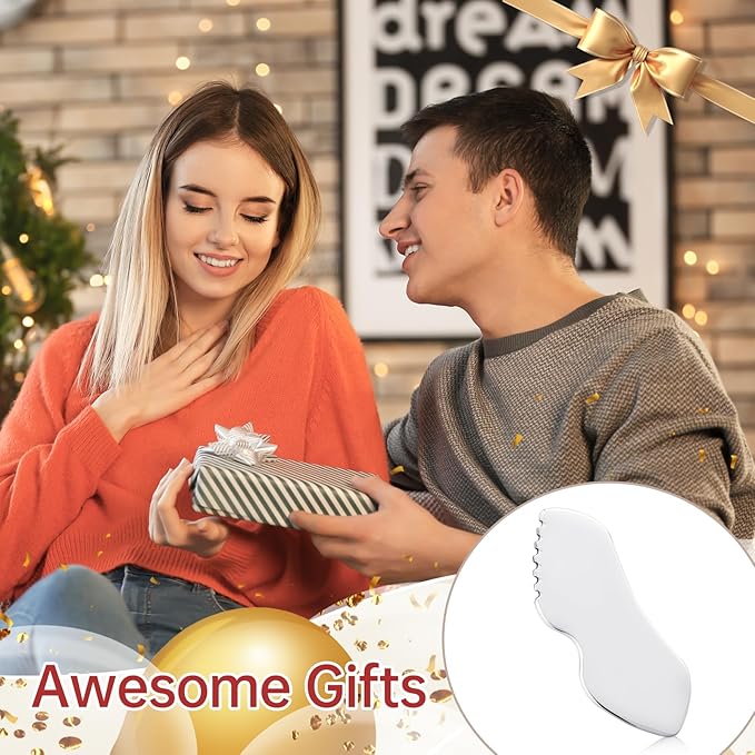 Stainless Steel Gua Sha Facial Tools, Face Comb & Massager Metal Gua sha Tool for Blood Circulation & Lymphatic Drainage, Body and Face Gua Sha Stone for Tighten Skin