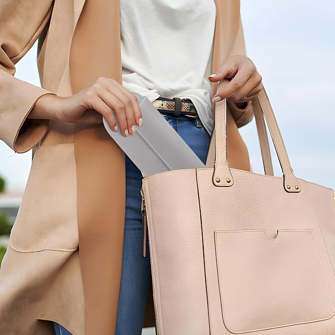 Silicone Makeup Brush Holder Travel Cosmetic Bag:Soft Portable Cosmetic Face Brushes Holder with Upgrade Anti-Fall Out Magnetic Closure, Large Travel Makeup Brush Case - Stone