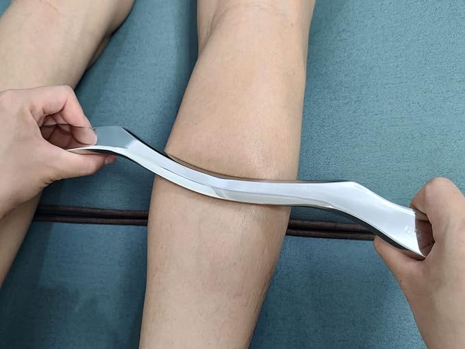 Muscle Scraper Stainless Steel Gua Sha Scraping Massage Tool,IASTM Tools, Great Soft Tissue Physical Therapy Used for Back, Legs, Arms,Neck (Long bar)