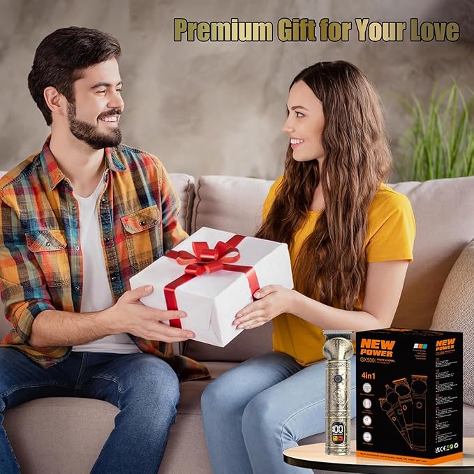 Trimmer Kit Professional Hair Clipper Zero Gapped T-Blade Electric Shaver Razor Nose Body Trimmer for Men Cordless Grooming Kit 4 in 1