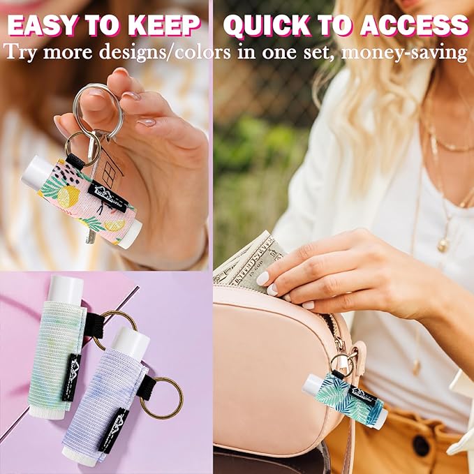 WK IEASON 10PCS Lip Balm Holder Keychain Bulk Gloss