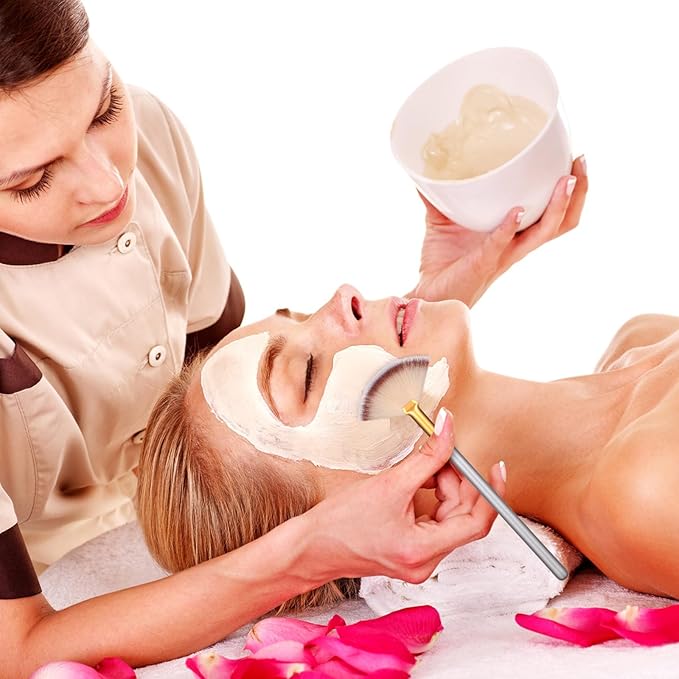 60 Pcs Fan Facial Brushes Fan Mask Soft Facial Applicator Brushes Acid Brush Cosmetic Makeup Blush Applicator Tools for Esthetician Eyeshadow Peel Mud Cream(Champagne, Black)