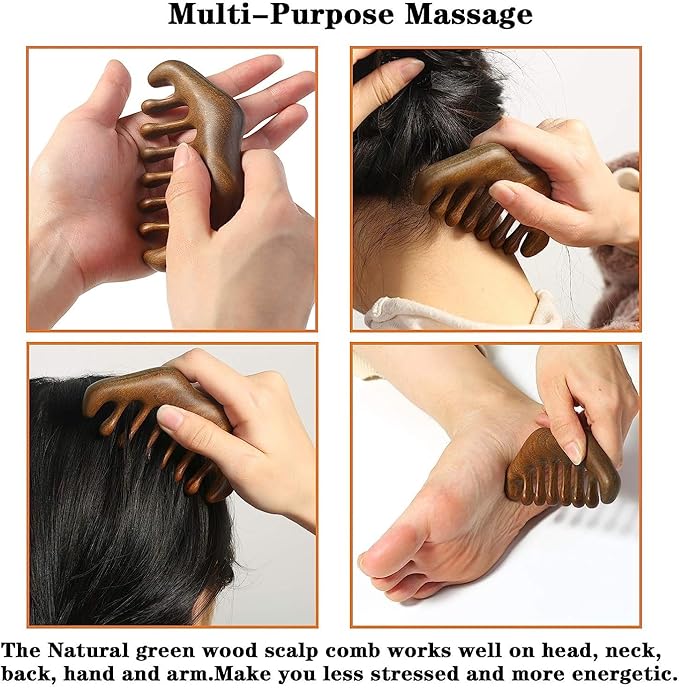 Wood Gua Sha Massage Tools Set,Scraping Scalp Massage Comb, Wooden Gua Sha Scraping Tools,3 Pieces.