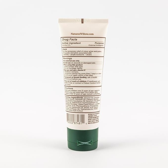 Nature's Willow Willow Balm Natural Pain Relief Cream for Muscles & Joints | Fast-Acting with Willow Bark & Menthol | Free from Artificial Fragrances & Dyes | 6-Pack | 3.5 fl oz