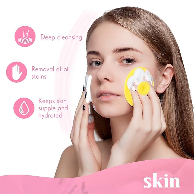 Roshtia 100 Pcs Silicone Face Scrubber Facial Cleansing Brush Handheld Soft Bristle Face Exfoliator Manual Cleansing Wash Brush for Massage Body Skin Care Pore Blackhead Removal, 20 Colors