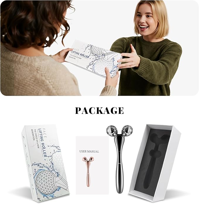 3D Facial Massager Rollers Lifting Massager, Skin Care Face Body Massager Firming Tools for Body Relaxation Massage, Kneading, Body Slimming and V-Shaped Face Lift, Anti-Wrinkle (Gunmetal)