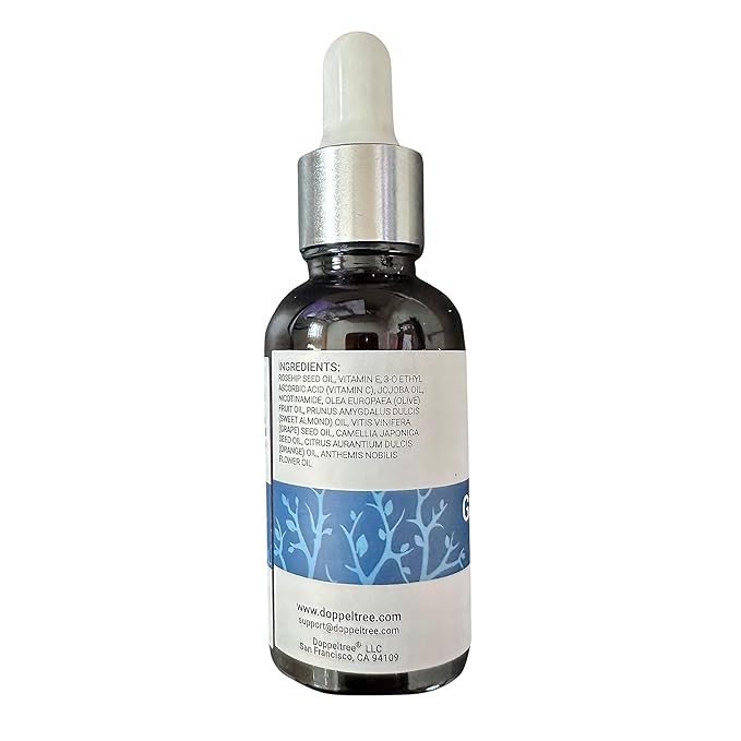 Doppeltree Face Oil for Glowing Skin and Gua Sha Facial Massage, Dermaplaning Facial Oil Anti Aging with Cold-pressed Rosehip Oil, Jojoba Oil, Almond Oil and Vitamin C & E