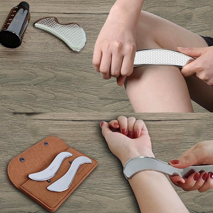 BYYDDIY 17 in 1 Stainless Steel Gua Sha Muscle Scraper Tools Family Kit, Scraping Massage Tool,Massage Scraper Tools for Physical Therapy (17in1)