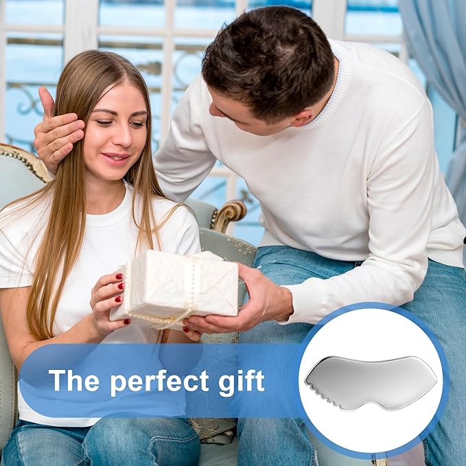 JIEYAO Gua Sha Facial Tools, Stainless Steel Guasha Tool for Face, Skin Care Scraping Tool Guasha Massage Tools Metal Tighten Skin Beauty Tool for Jawline Sculpting, Face Massager, Puffiness Reducing