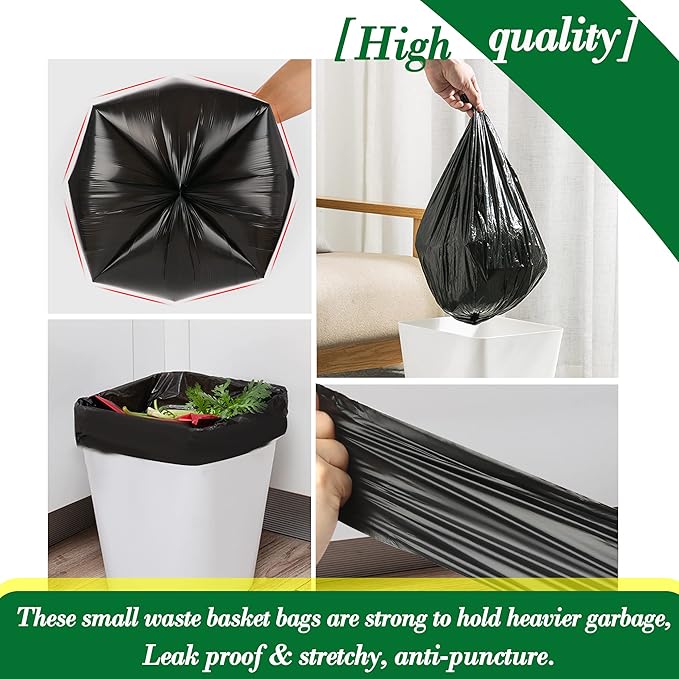 2 Gallon 120pcs Small black Trash Bags(Fit 1.8-2 Gal) Plastic black Garbage Bags,Bathroom Trash Can Bin Liners,Waste Basket Liner,Fit 6-8 Liter, 1.8 Gallon,2 Gallon (2-Black120)