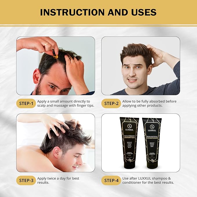 LUXXUL Hair Growth Support Serum, 50ML - Natural Actives Redensyl Hair Serum for Healthier, Thicker and Fuller Looking Hair - Made in USA