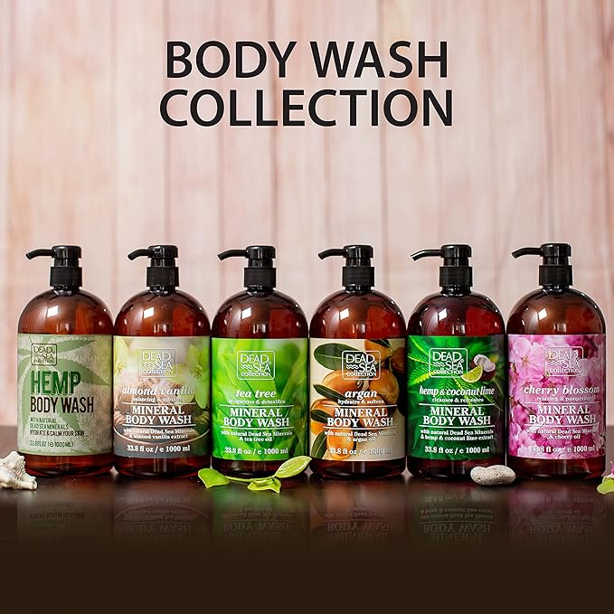 Dead Sea Collection Argan Body Wash for Women and Men - with Pure Dead Sea Minerals and Argan Oil - Cleanses and Moisturizes Skin - Pack of 2 (67.6 fl. oz)