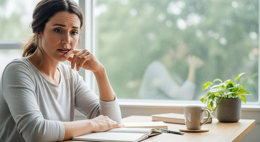 Woman experiencing stress-related skin changes from work and daily life