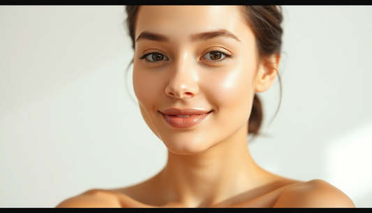 Woman with natural glowing skin and radiant complexion without makeup