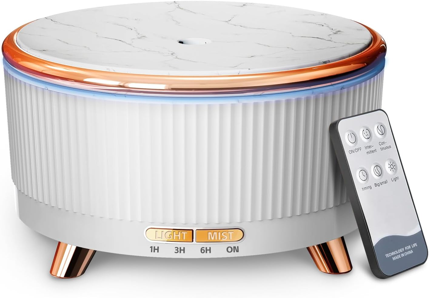 500ML Large Capacity Essential Oil Diffuser, Ultrasonic Aromatherapy Diffuser with 7 Color LED Lights with Remote Control, Cool Mist Humidifier, Timed Mist, Auto Shut-Off (Minimalist White)