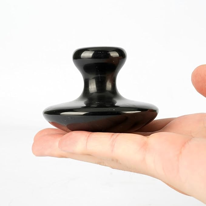 2 Pcs Mushroom Shaped Massage Stones Natural Bian Stone Hot Rock for Spa Massage