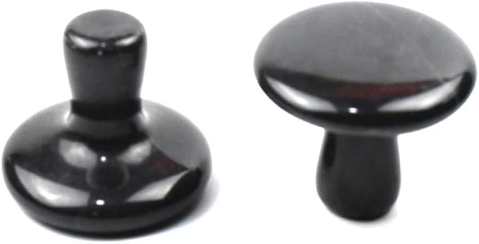 2 Pcs Mushroom Shaped Massage Stones Natural Bian Stone Hot Rock for Spa Massage (2-L, Black)