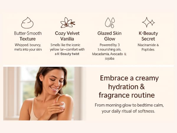 SOLME Brazilian Bum Bum Body Lotion Bouncy Bliss | Skin Tightening Body Butter with Coconut & Jojoba Oil, Collagen & Avocado Extract | Glowing Skin | Peach Vanilla Scent | K-Beauty, 6.76 fl. oz.