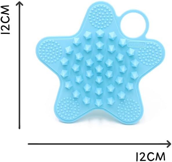LUCKSTELLA 100% Silicone Dual-Sided Shower Brush – Star-Shaped Body Scrubber & Scalp Massager, Gentle for Hair & Skin (Aqua)