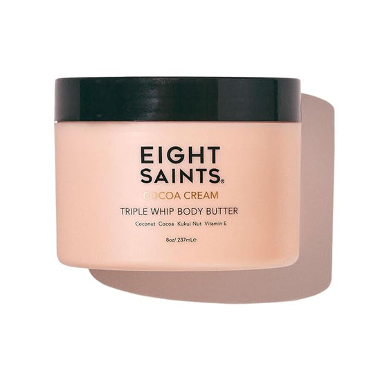 Eight Saints Cocoa Creme Body Butter, Natural and Organic Body Cream With Coconut Oil and Cocoa, Intense Hydration and Nourishing Moisturizer, 8 Ounces
