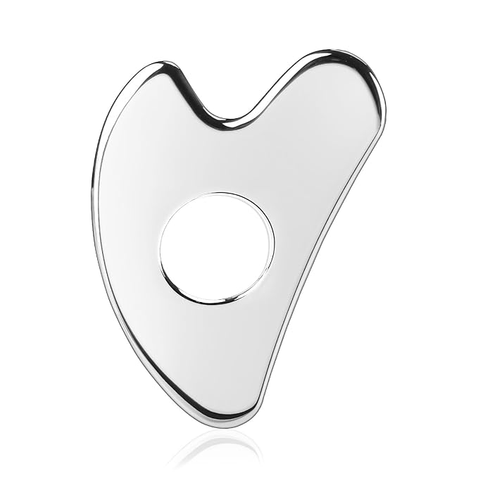BTYMS Gua Sha Facial Tools Stainless Steel, Heart Shaped Guasha Tool with Hole， Metal Face Sculpting Tool Skin Care Massage Scraper