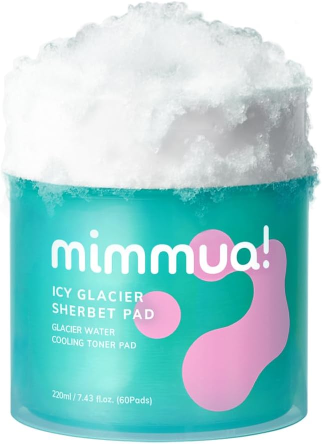 Ice Sorbet Toner Pads | Skin Prep Wipes for Puffiness, Under Eye Bags & Instant Face Lift | Gel Pads for Sunburn Relief & After Sun with 30% Glacier Water & Caffeine | 7.43 Fl Oz / 60 Count