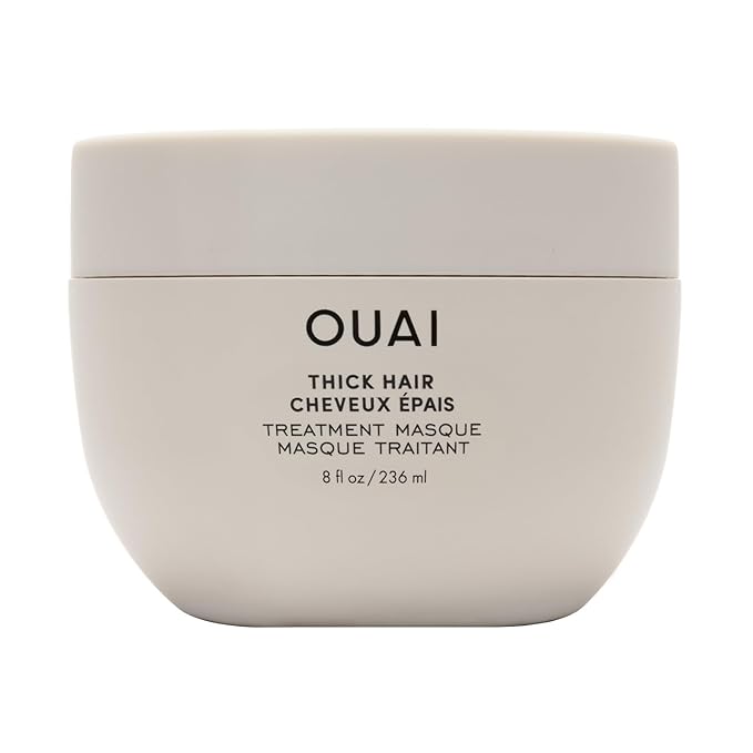 OUAI Thick Hair Mask - Deep Conditioning Hair Mask with Almond Oil, Olive Oil, & Hydrolyzed Keratin to Restore Damaged Strands - Phthalate & Paraben Free (8 fl oz)