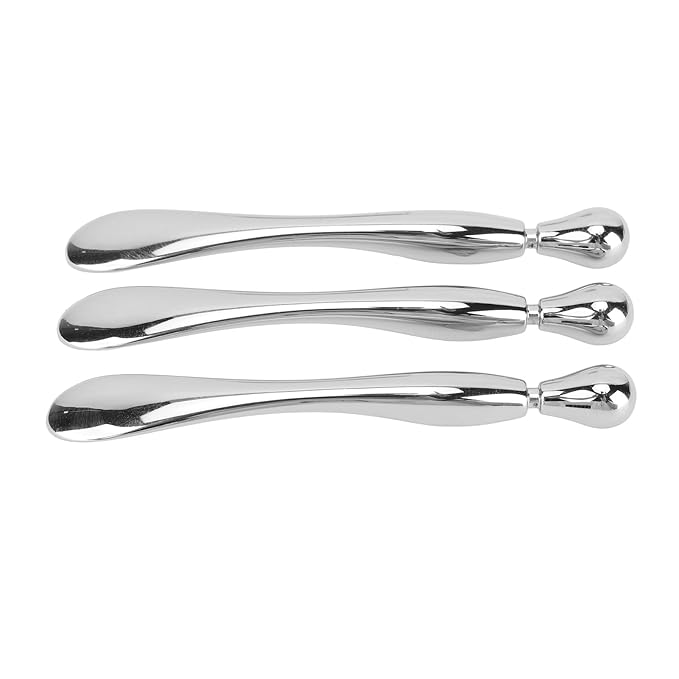 3pcs Eye Cream Massage Stick, Metal Eye Cream Roller Wand for Reduce Puffiness, Mini Reusable Facial Makeup Spatula for Face Cream, Double Head Cream Roller Spatula for Facial Skincare Supplies