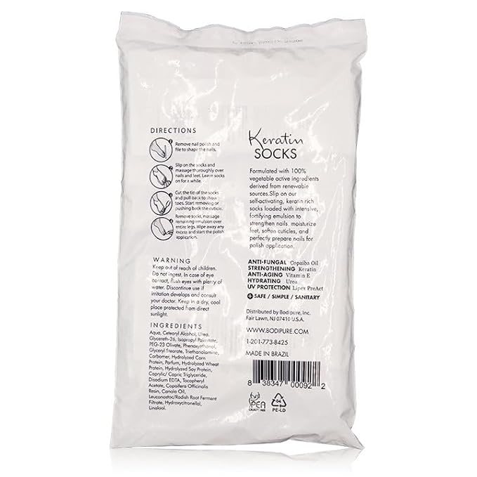 Bodipure All-In-1 Moisturizing Foot Mask, Keratin & Vitamin E Foot Mask for Dry Cracked Feet, Callus & Heel Softening, Easy-to-Use Pedicure Foot Repair, Chemical-free Feet Treatment