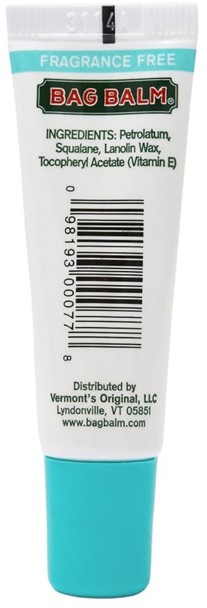 Vermont's Original Bag Balm Fragrance Free Lip Balm with Vitamin E | Pack of 4 0.3oz Tubes