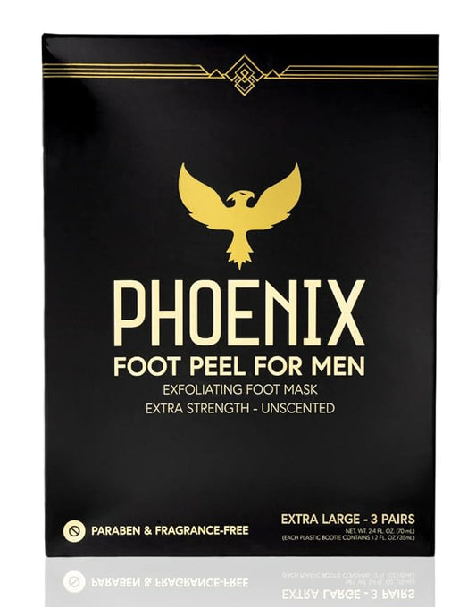 (Pack of 3) Phoenix Foot Peel for Men - Extra Large - Extra Strength - Exfoliating Dry Feet Treatment - Callus Remover - Unscented - Paraben and Fragrance Free