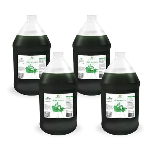 Hemp Seed Oil for Skin, Hair and Body Direct from Hemp Oil Canada - Cold Pressed Hemp Seed Oils - 1 Gallon (Pack of 4)