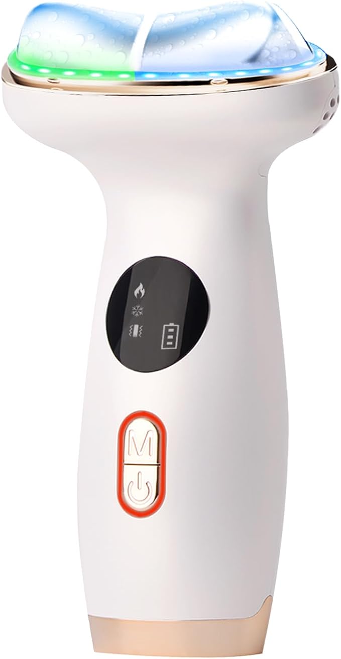 Cold Heat Facial Massager Red Light Therapy for Face Neck Eye Lifting Firming Depuffing,7-in-1 LED Facial Sculptor Skin Care,Cooling Electric gua sha Lift Device Reduce Forehead Frown Smile Line