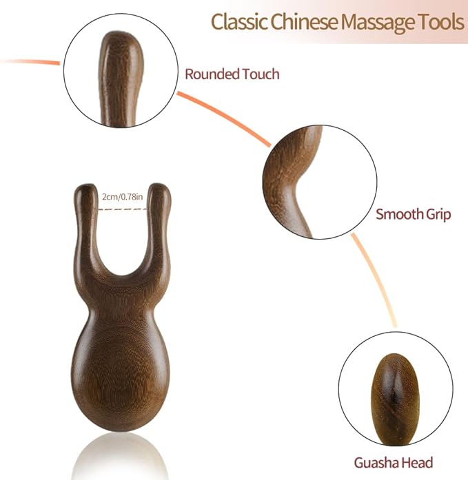 Wooden Gua Sha Facial Tools - Head Massager Sandalwood Wood Massage Tool for Face Nose Eye - Multifunctional Wood Therapy Massager Tools - Handheld Meridians Acupressure Tool - Gift for Women Men Mom