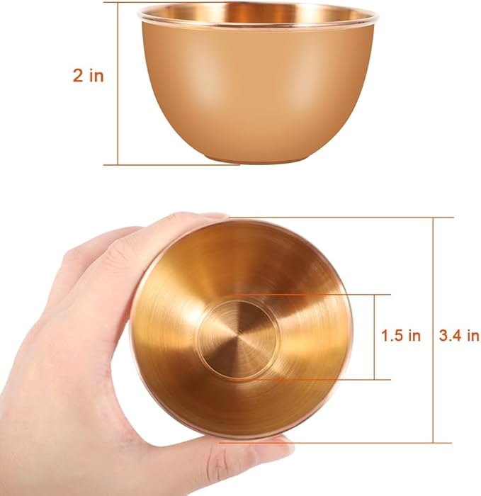 10 Pack 3.3inch Stainless Steel Sauce Dishes Mini Individual Saucers Bowl Round Seasoning Dishes Sushi Dipping Bowl Appetizer Plates, Champagne Gold