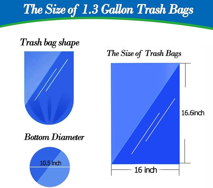 1.3 Gallon 120 pcs (1.2-1.3 Gal) Small Clear Trash Bags, Strong 1.2 Gallon 1.3 Gallon Garbage Bags, Bathroom Trash Can Bin Liners,Mini Bags Waste Basket Liner,Fit 5-6 Liter, 1-1.3 Gal (1.3C120)