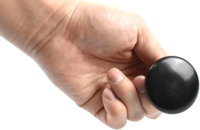 2 Pcs Mushroom Shaped Massage Stones Natural Bian Stone Hot Rock for Spa Massage (2-L, Black)