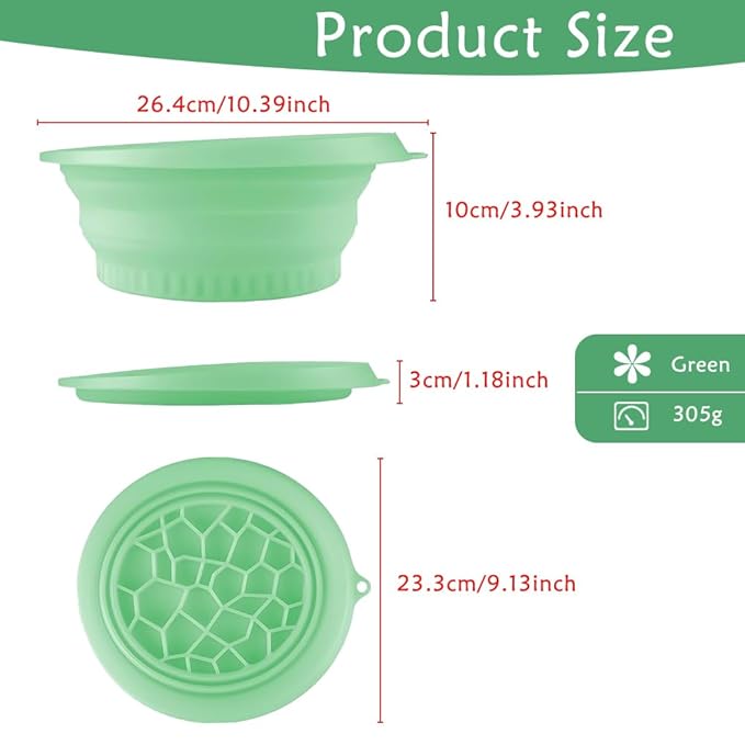 Foldable Face Ice Bath Bowl with headband Silicone Bowl with Built-in Icetray for Home Ice Water Facials Large Capacity Portable for Skin Tightening, Acne Relief & Anti-Inflammation（Green）