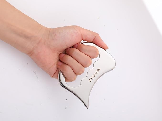 STICKON 2 in 1 Stainless Steel Gua Sha Muscle Scraper Tools Set,Physical Therapy Tools,Muscle Scraping Tool,Massage Scraper,IASTM Tools, Guasha Massage Scraper (STICKON-61)