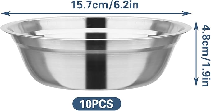 10 PCS DIY Face Mask Mixing Bowl, 6.18'' Stainless Steel Reusable Smooth Mask Stirring Containers for Lady Women Home Skincare, Beauty Treatments, Professional Beauty Salon Use, Easy to Clean
