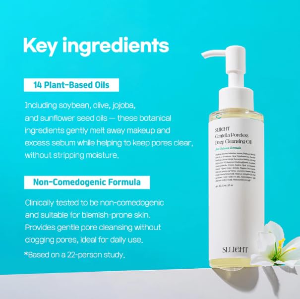 Centella Poreless Deep Cleansing Oil (150ml, 5.07 fl oz) | Lightweight Cleanser for Makeup & Blackhead Removeral | Pore Care with14 Plant-Based Oil | Korean Skincare