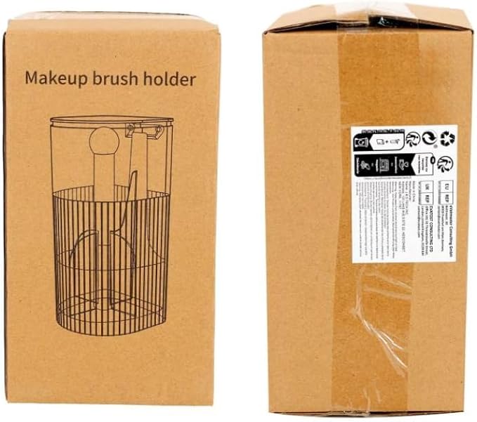 JessLab One-Touch Pop-Up Makeup Brush Organizer with Lid, Dustproof Cosmetic Brush Holder, 4-Compartment Large Capacity for Vanity, Bathroom Countertop, Black