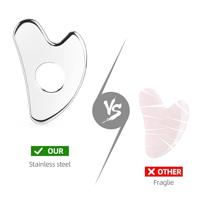 BTYMS Gua Sha Facial Tools Stainless Steel, Heart Shaped Guasha Tool with Hole， Metal Face Sculpting Tool Skin Care Massage Scraper
