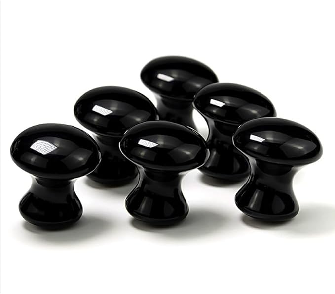 2 Pcs Mushroom Shaped Massage Stones Natural Bian Stone Hot Rock for Spa Massage (2-S, Black)