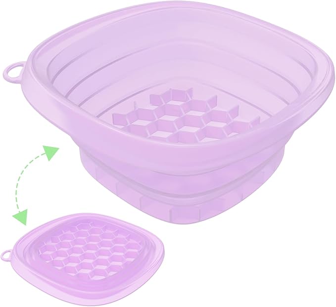 Face Bowl for Ice with Built-in IceTray,Collapsible Silicone Face Ice Bowl – Cold Plunge Therapy for Skin Tightening & Facial Treatment– Portable Spa Tool for Home & Travel（Purple)